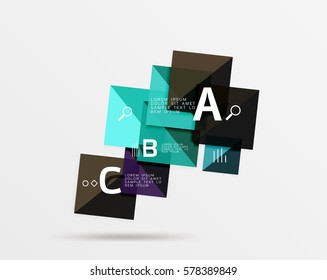 Geometric square and triangle template. Vector template background for workflow layout, diagram, number options or web design