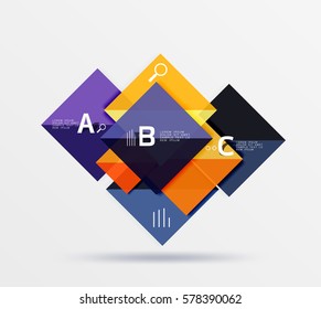 Geometric square and triangle template. Vector template background for workflow layout, diagram, number options or web design