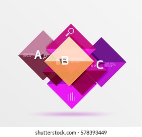 Geometric square and triangle template. Vector template background for workflow layout, diagram, number options or web design