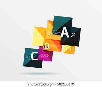 Geometric square and triangle template. Vector template background for workflow layout, diagram, number options or web design