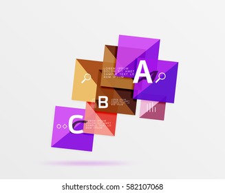 Geometric square and triangle template. Vector template background for workflow layout, diagram, number options or web design