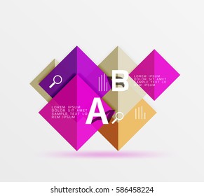 Geometric square and triangle template. Vector template background for workflow layout, diagram, number options or web design