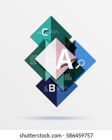 Geometric square and triangle template. Vector template background for workflow layout, diagram, number options or web design