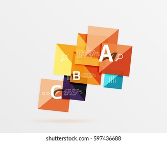 Geometric square and triangle template. Vector template background for workflow layout, diagram, number options or web design