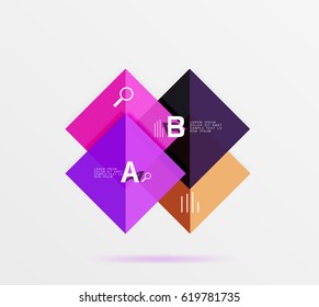 Geometric square and triangle template. Vector template background for workflow layout, diagram, number options or web design
