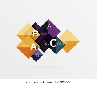 Geometric square and triangle template. Vector template background for workflow layout, diagram, number options or web design