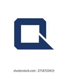 Geometric Squared Letter Q Monogram isolated with white background. 