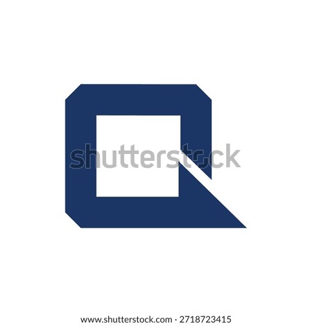 Geometric Squared Letter Q Monogram isolated with white background. 