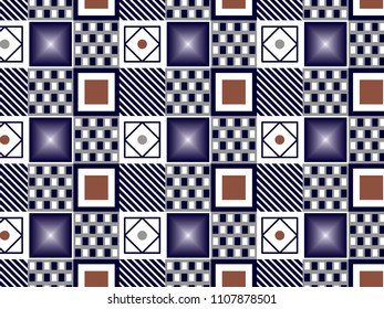 Geometric Squared pattern with diagonal lines and checkered elements for textile pattern,fashion print in vector