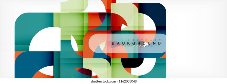 Banner abstracto de cuadrados geométricos. Ilustración de plantilla de vectores para folletos o volantes de negocios, presentación y diseño web