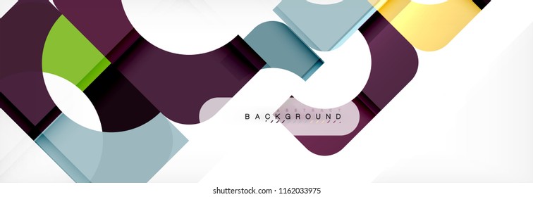 Banner abstracto de cuadrados geométricos. Ilustración de plantilla de vectores para folletos o volantes de negocios, presentación y diseño web