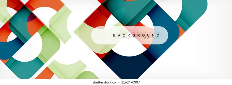 Banner abstracto de cuadrados geométricos. Ilustración de plantilla de vectores para folletos o volantes de negocios, presentación y diseño web