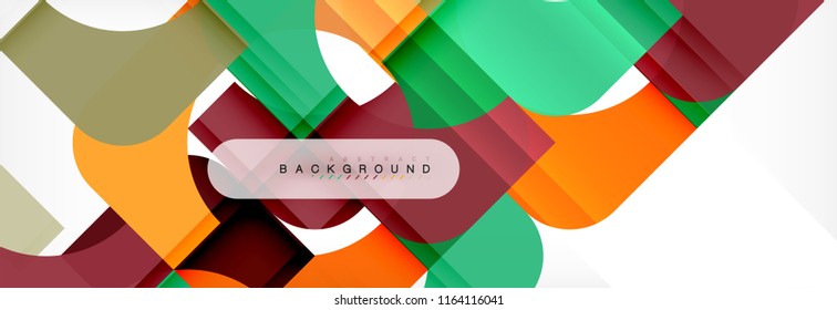 Banner abstracto de cuadrados geométricos. Ilustración de plantilla de vectores para folletos o volantes de negocios, presentación y diseño web