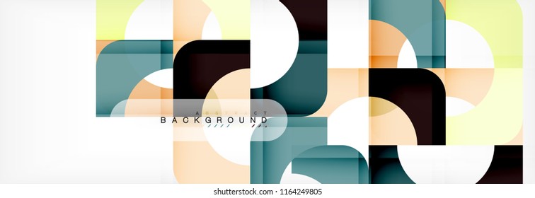 Banner abstracto de cuadrados geométricos. Ilustración de plantilla de vectores para folletos o volantes de negocios, presentación y diseño web