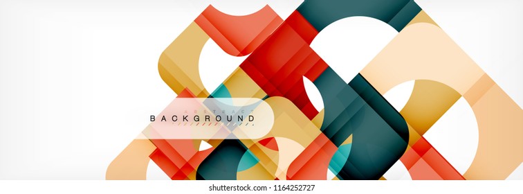 Banner abstracto de cuadrados geométricos. Ilustración de plantilla de vectores para folletos o volantes de negocios, presentación y diseño web