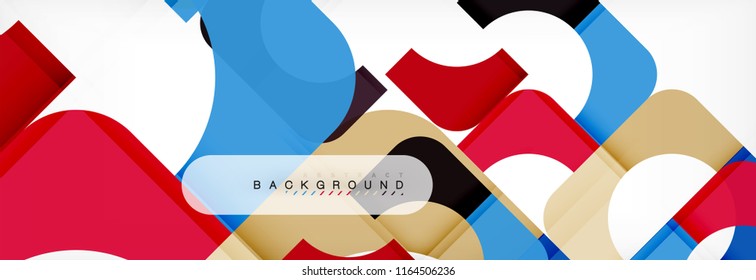 Abstrakter Banner mit geometrischen Quadraten. Vektorgrafik-Vorlagenstudien für Geschäftsbroschüren oder Flyer, Präsentationen und Webdesign-Layout