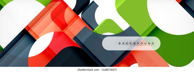 Banner abstracto de cuadrados geométricos. Ilustración de plantilla de vectores para folletos o volantes de negocios, presentación y diseño web