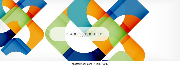Banner abstracto de cuadrados geométricos. Ilustración de plantilla de vectores para folletos o volantes de negocios, presentación y diseño web