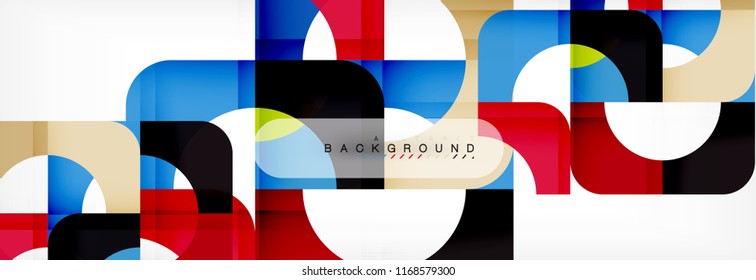 Banner abstracto de cuadrados geométricos. Ilustración de plantilla de vectores para folletos o volantes de negocios, presentación y diseño web