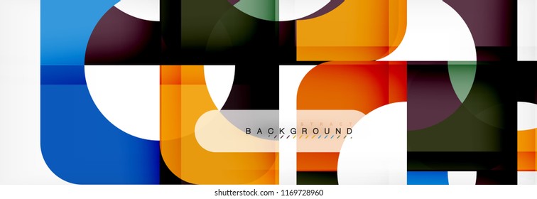 Abstrakter Banner mit geometrischen Quadraten. Vektorgrafik-Vorlagenstudien für Geschäftsbroschüren oder Flyer, Präsentationen und Webdesign-Layout
