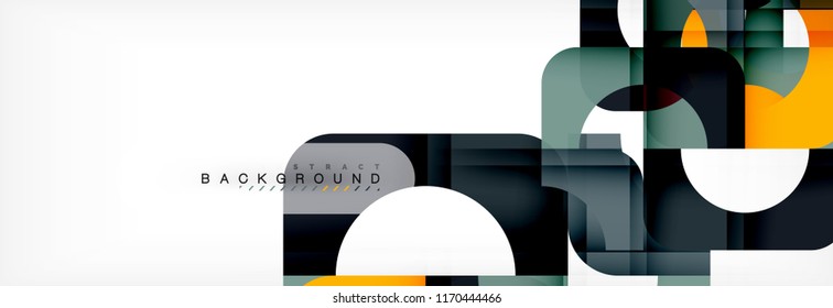 Abstrakter Banner mit geometrischen Quadraten. Vektorgrafik-Vorlagenstudien für Geschäftsbroschüren oder Flyer, Präsentationen und Webdesign-Layout