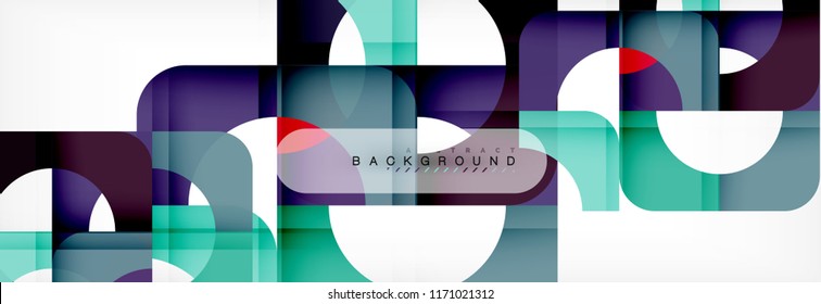 Banner abstracto de cuadrados geométricos. Ilustración de plantilla de vectores para folletos o volantes de negocios, presentación y diseño web