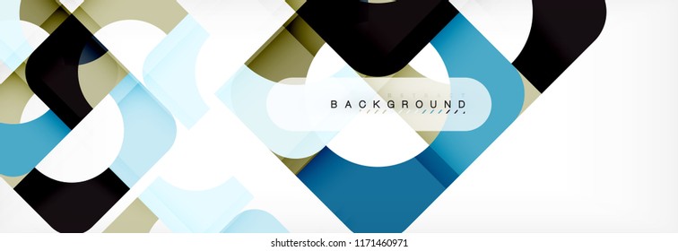 Banner abstracto de cuadrados geométricos. Ilustración de plantilla de vectores para folletos o volantes de negocios, presentación y diseño web