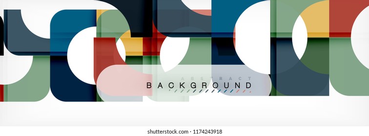 Banner abstracto de cuadrados geométricos. Ilustración de plantilla de vectores para folletos o volantes de negocios, presentación y diseño web