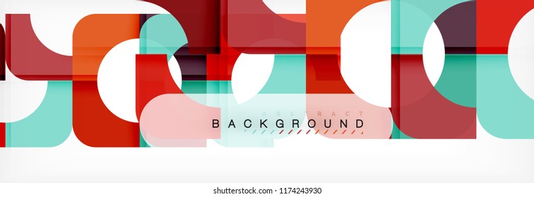 Banner abstracto de cuadrados geométricos. Ilustración de plantilla de vectores para folletos o volantes de negocios, presentación y diseño web