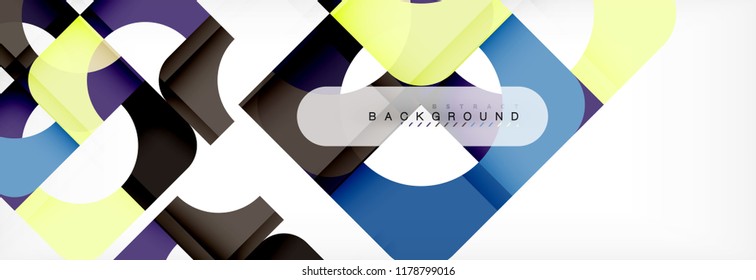 Banner abstracto de cuadrados geométricos. Ilustración de plantilla de vectores para folletos o volantes de negocios, presentación y diseño web