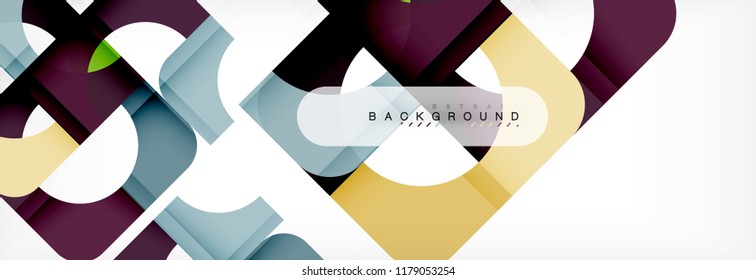 Banner abstracto de cuadrados geométricos. Ilustración de plantilla de vectores para folletos o volantes de negocios, presentación y diseño web