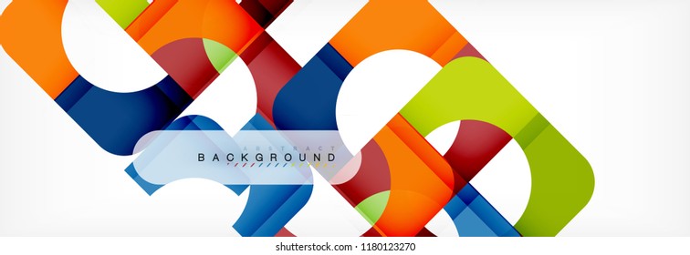 Banner abstracto de cuadrados geométricos. Ilustración de plantilla de vectores para folletos o volantes de negocios, presentación y diseño web
