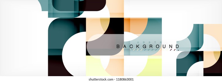 Banner abstracto de cuadrados geométricos. Ilustración de plantilla de vectores para folletos o volantes de negocios, presentación y diseño web