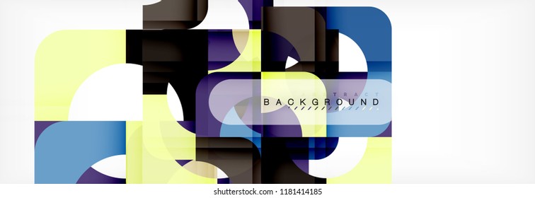 Banner abstracto de cuadrados geométricos. Ilustración de plantilla de vectores para folletos o volantes de negocios, presentación y diseño web