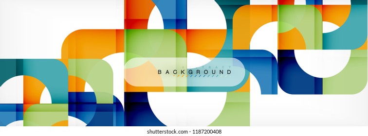 Banner abstracto de cuadrados geométricos. Ilustración de plantilla de vectores para folletos o volantes de negocios, presentación y diseño web