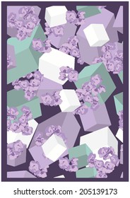 Geometric squares and flowers vector background