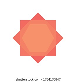 geometric squares, hexagon and rhombus shape icon over white background, flat style, vector illustration