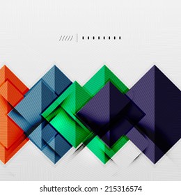 Geometric squares and rhombus futuristic template - colorful business presentation or abstract brochure design, glossy clean style and shadow effects