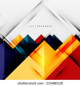 Geometric squares and rhombus futuristic template - colorful business presentation or abstract brochure design, glossy clean style and shadow effects