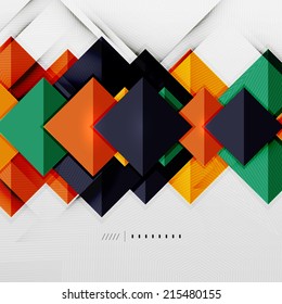 Geometric squares and rhombus futuristic template - colorful business presentation or abstract brochure design, glossy clean style and shadow effects Geometric squares and rhombus futuristic template - colorful business presentation or abstract brochure design, glossy clean style and shadow effects