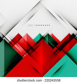 Geometric squares and rhombus futuristic template - colorful business presentation or abstract brochure design, glossy clean style and shadow effects