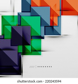 Geometric squares and rhombus futuristic template - colorful business presentation or abstract brochure design, glossy clean style and shadow effects
