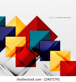 Geometric squares and rhombus futuristic template - colorful business presentation or abstract brochure design, glossy clean style and shadow effects