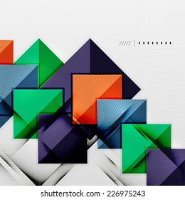 Geometric squares and rhombus futuristic template - colorful business presentation or abstract brochure design, glossy clean style and shadow effects