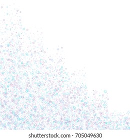 Geometric Squares Scattered on white background made of little blue stars. Falling little Blue Confetti stars. Scatter made of blue falling confetti stars. Vector illustration.