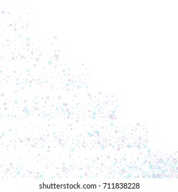 Geometric Squares Scattered on white background made of little blue stars. Scatter made of blue falling confetti stars. Vector illustration.