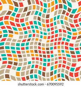 Geometric squares seamless pattern in retro colors. Vector
