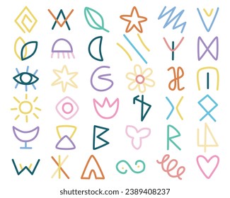 Geometric squiggle color set vector illustration