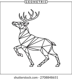 Geometric stag line art Creative animal geometric Origami style art Silhouette stag