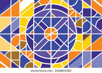 Geometric stained glass style pattern colorful design with a transparent background